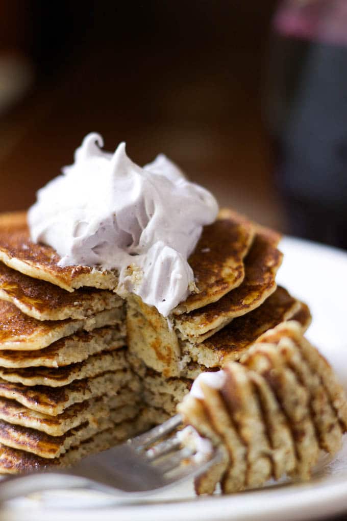 gluten-free pancakes with blueberry-honey whip | saltedplains.com