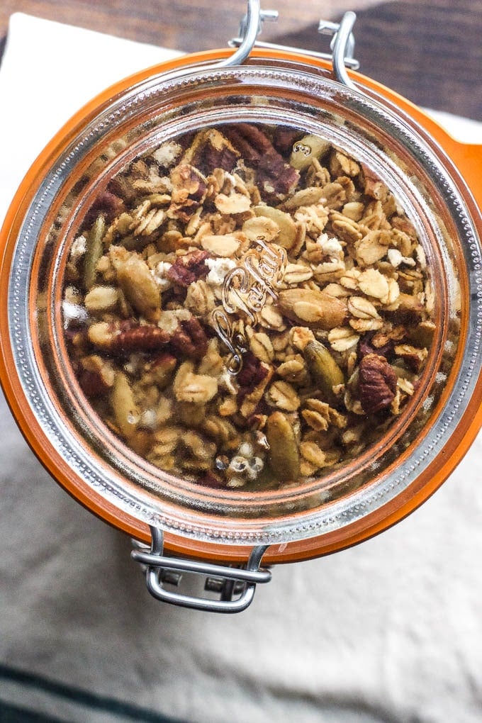 granola in lidded jar