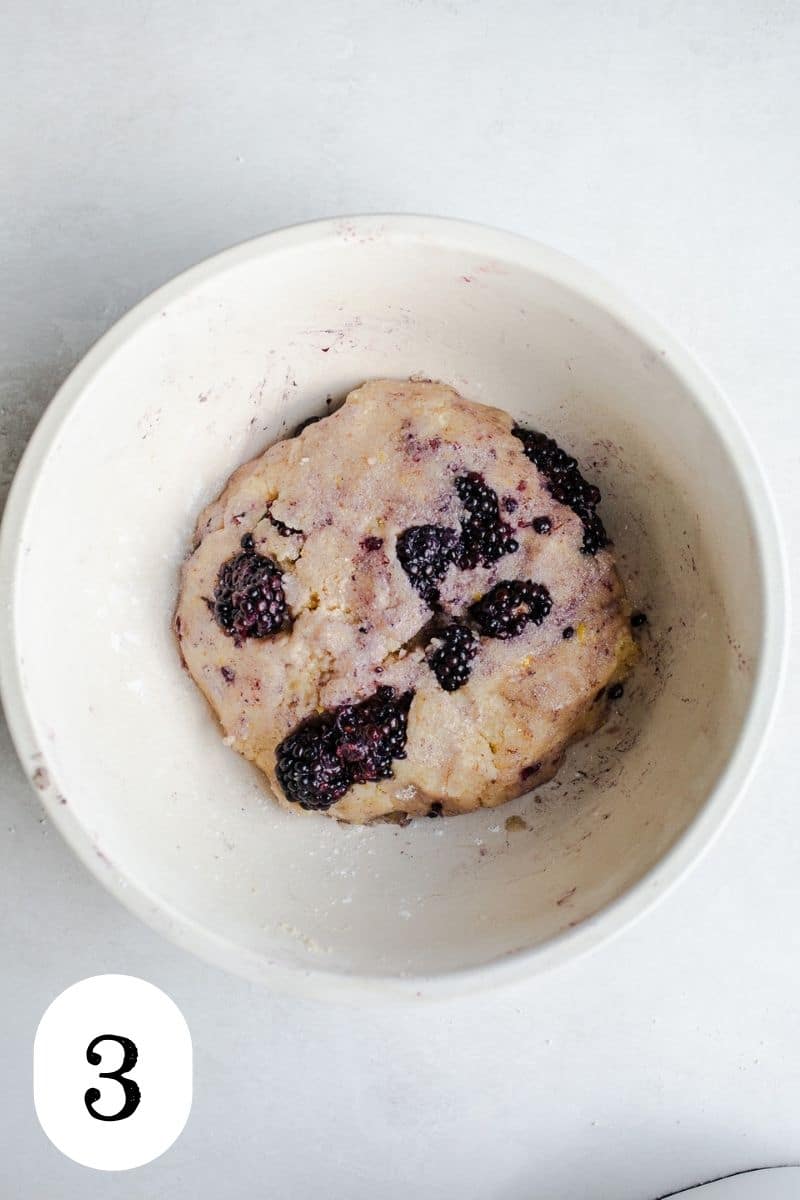 Scone dough in a mixing bowl.