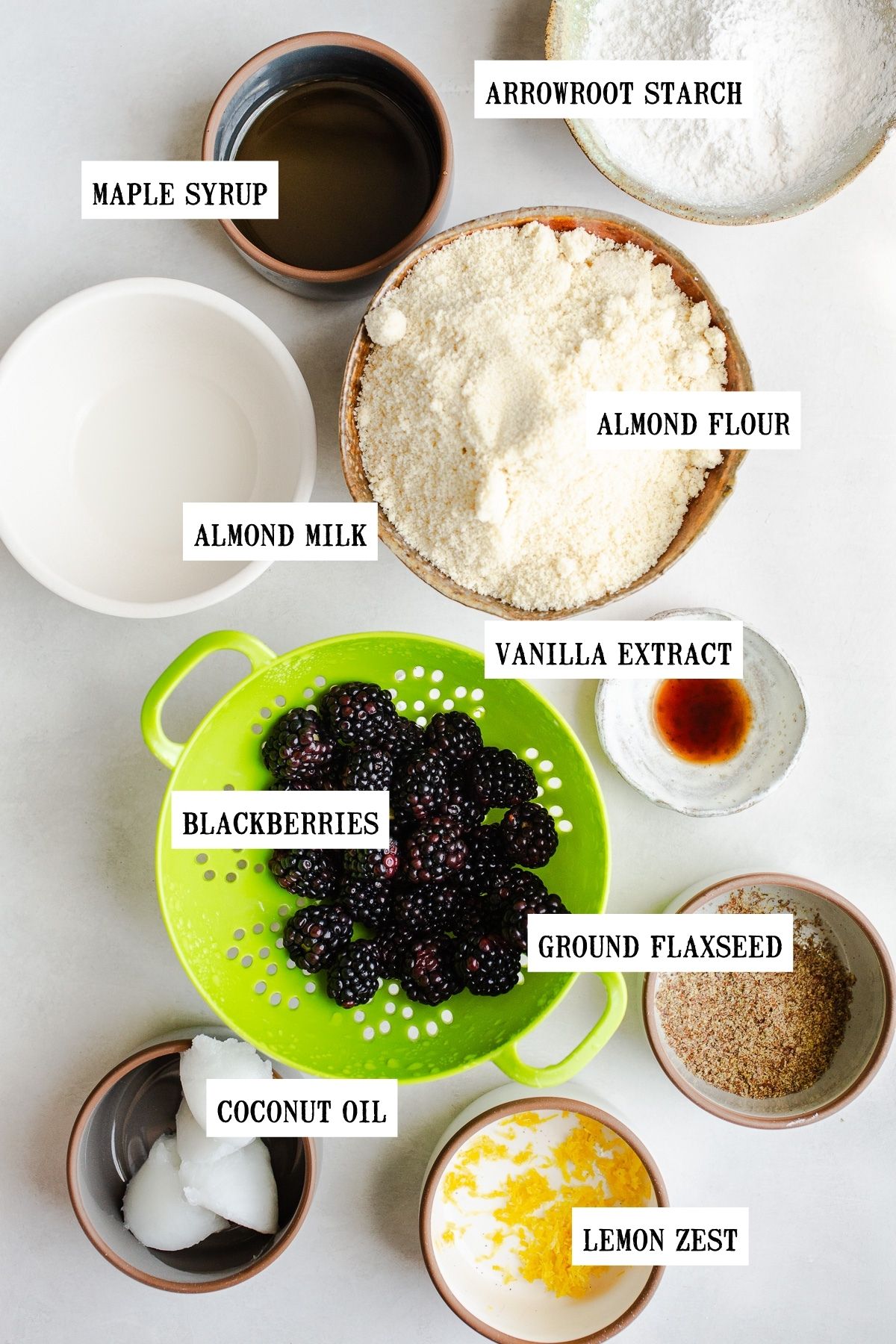 Ingredients for blackberry scones.