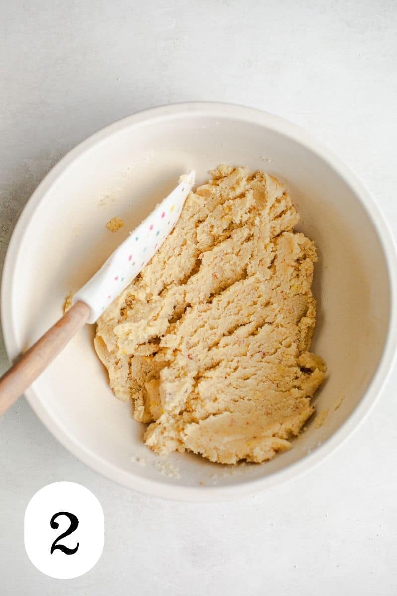 Scone dough in a mixing bowl.