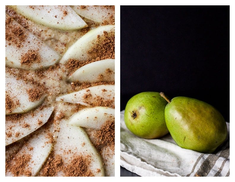 Pear & Walnut Buckle with Cinnamon-Whiskey Whip - an EASY rustic fall dessert! #glutenfree #refinedsugarfree | saltedplains.com