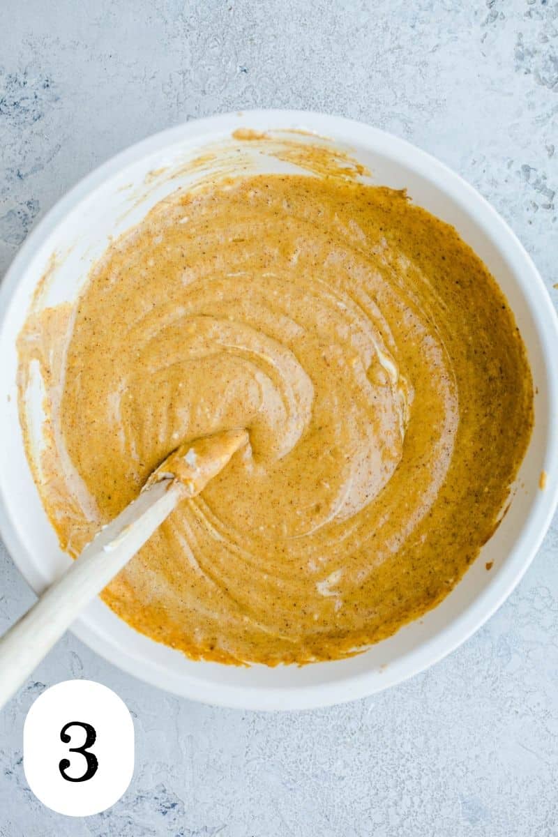 Whipped almond butter in a bowl.