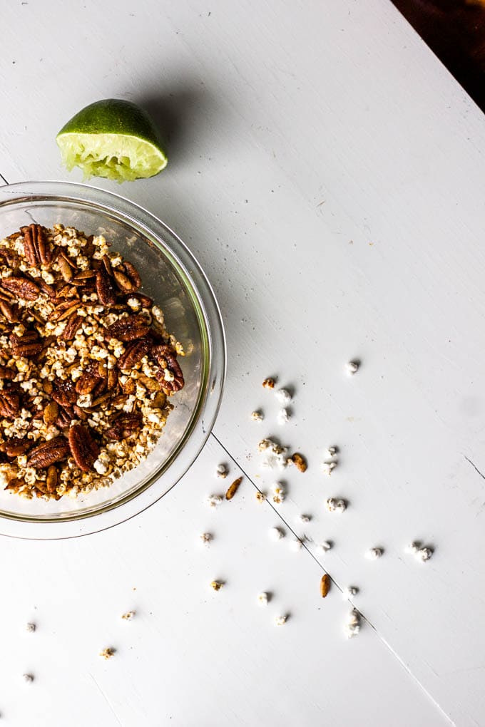 Chili-Lime Popped Sorghum #glutenfree #vegan | saltedplains.com