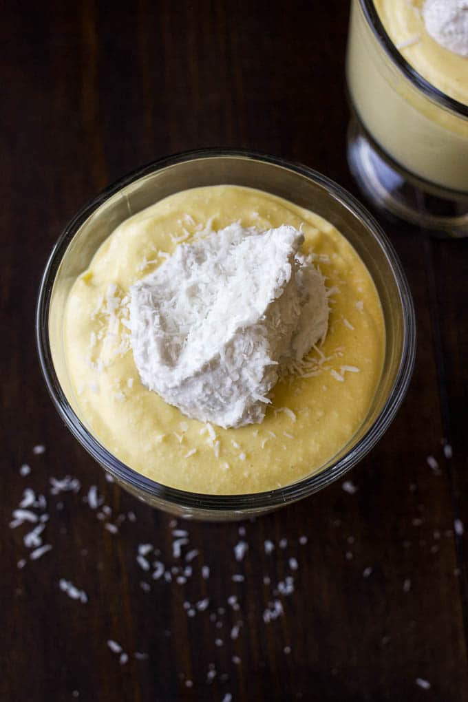 5 ingredient Piña Colada Mousse is gluten-free, dairy-free, and refined sugar-free.