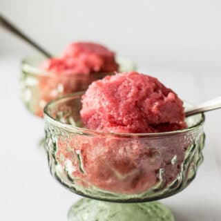 Refreshing, 4-ingredient Strawberry Rhubarb Sorbet.