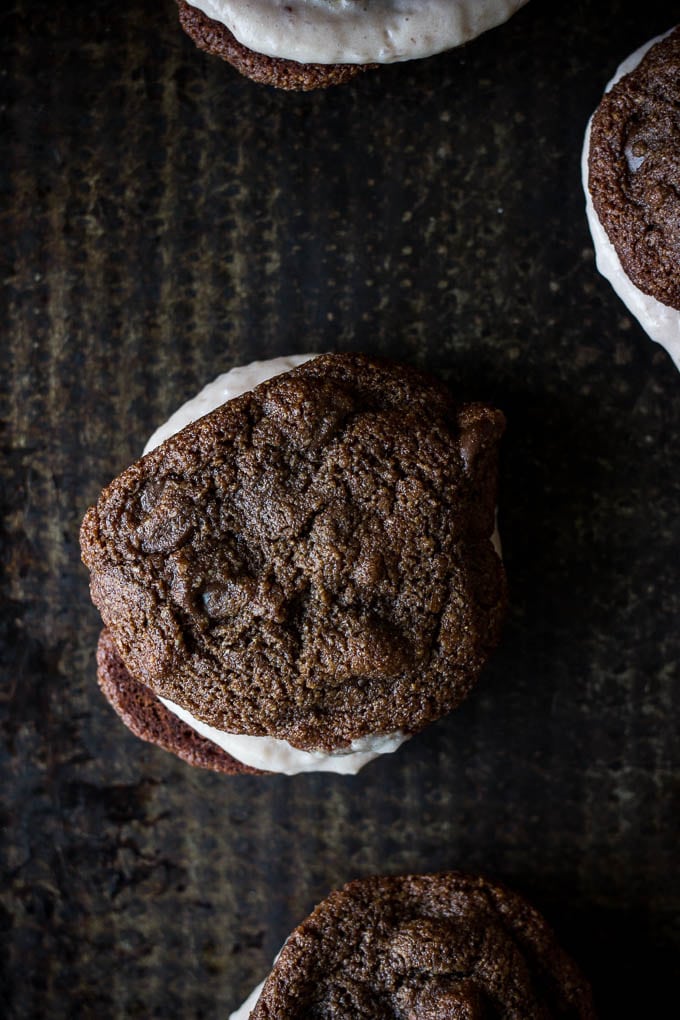 Double Chocolate Chip Cookies with Strawberry-Coconut Cream | saltedplains.com #glutenfree #paleo