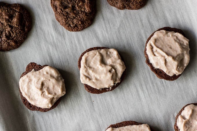 Double Chocolate Chip Cookies with Strawberry-Coconut Cream | saltedplains.com #glutenfree #paleo