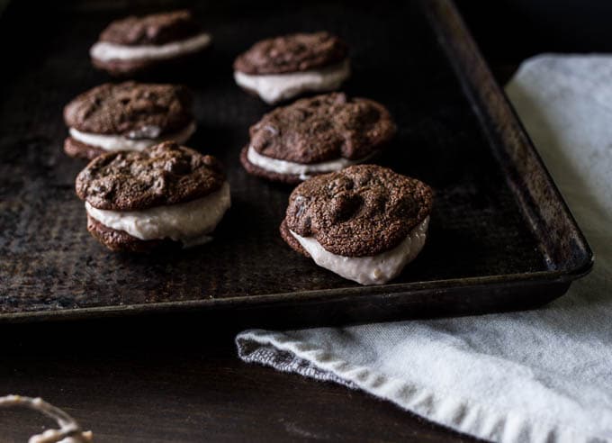 Double Chocolate Chip Cookies with Strawberry-Coconut Cream | saltedplains.com #glutenfree #paleo