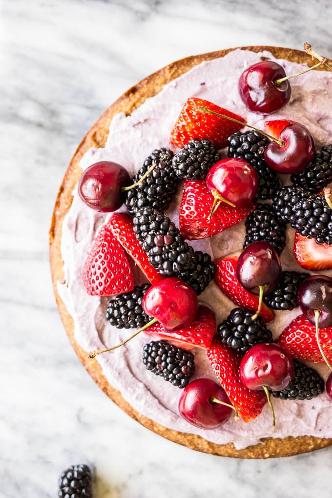 Coconut Cake with Blackberry-Coconut Whipped Cream and 