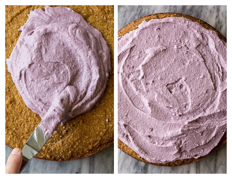 Coconut Cake with Blackberry-Coconut Whipped Cream and Mixed Berries #glutenfree | saltedplains.com