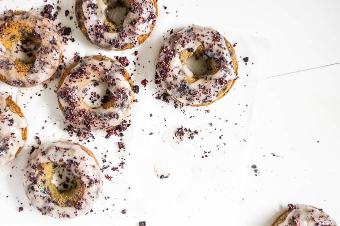 Blueberry Cinnamon Cake Donuts #glutenfree | saltedplains.com
