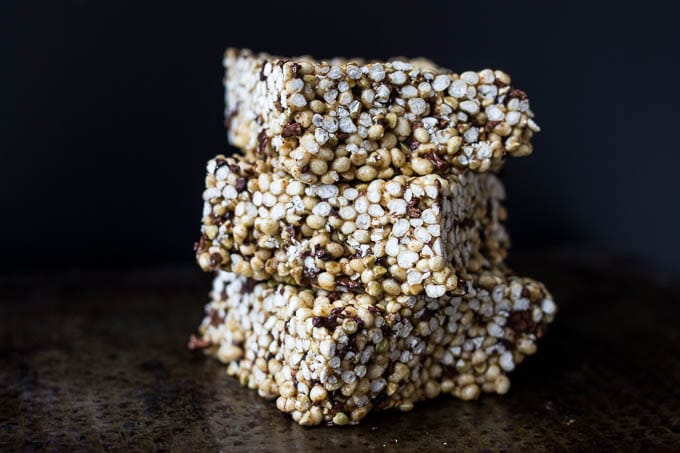 Millet Buckwheat Crispy Treats with Cacao Nibs #glutenfree | saltedplains.com