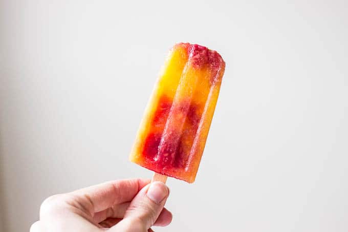 Mango Raspberry Bellini Popsicles | saltedplains.com