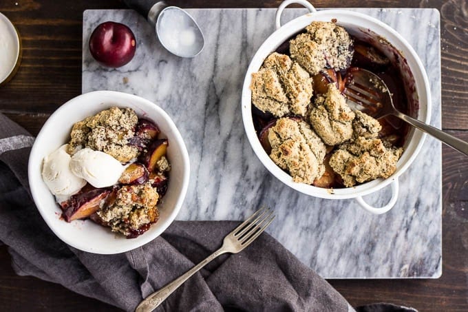 Gluten-Free Plum Cobbler #vegan #refinedsugarfree | saltedplains.com