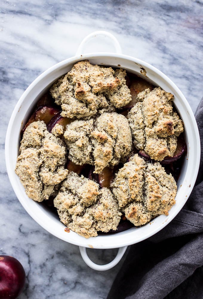 Gluten-Free Plum Cobbler #vegan #refinedsugarfree | saltedplains.com