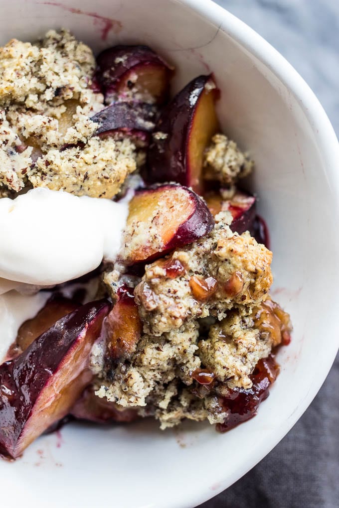 Gluten-Free Plum Cobbler #vegan #refinedsugarfree | saltedplains.com