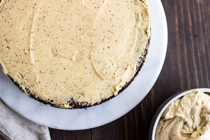 Chocolate Cake with Pumpkin Spice Frosting | gluten-free, dairy-free, refined sugar-free saltedplains.com