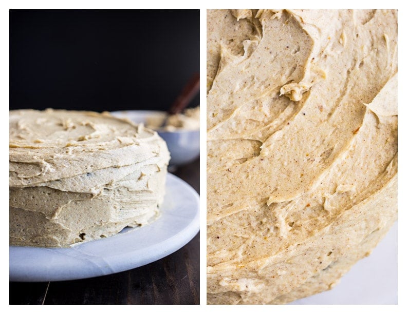 chocolate cake with pumpkin frosting