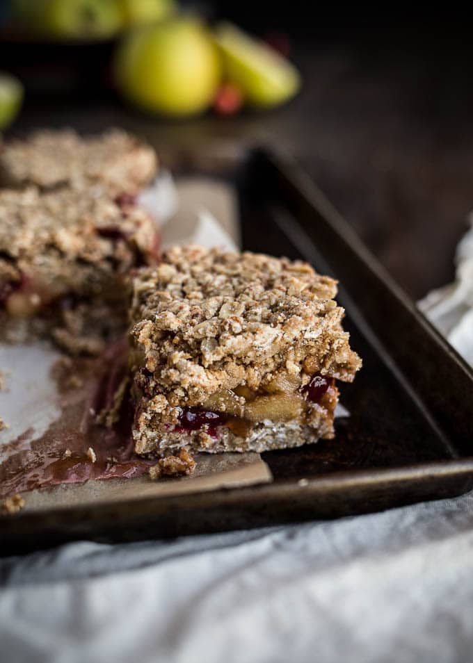 Gluten-Free Cranberry Apple Crumble Bars | saltedplains.com