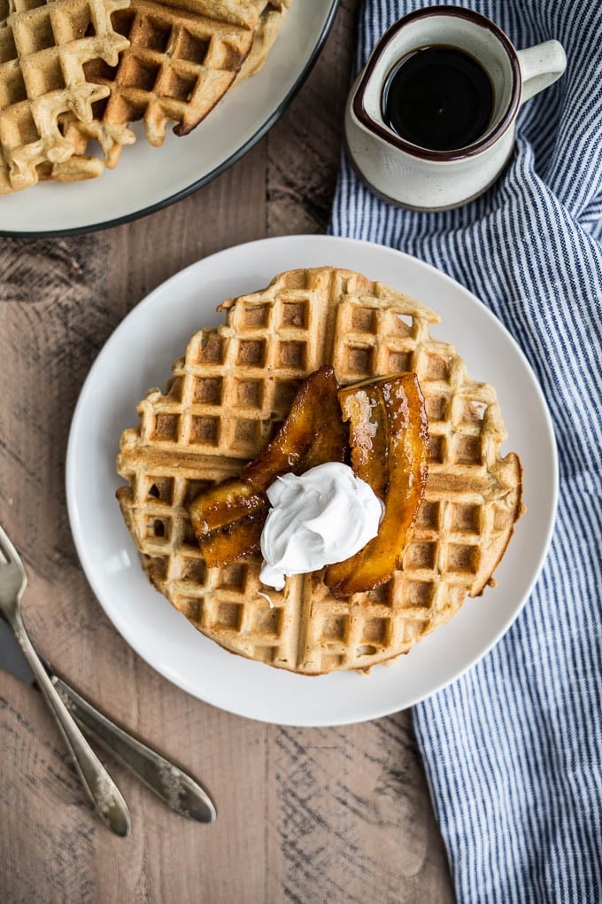 Gluten-Free Bananas Foster Waffles | saltedplains.com