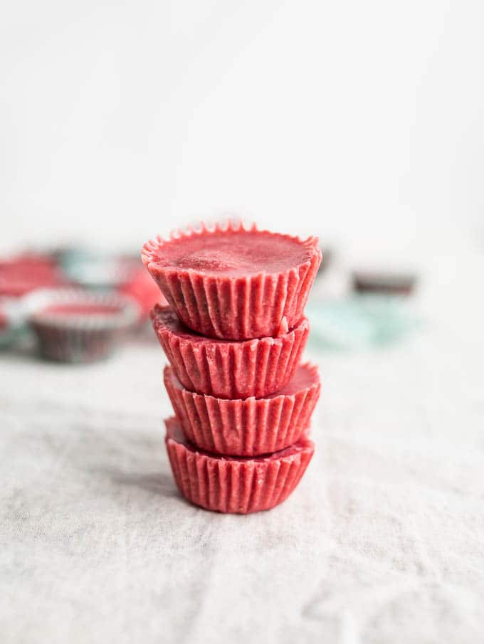 Strawberry Coconut Butter Cups with Chocolate-Almond Filling | saltedplains.com