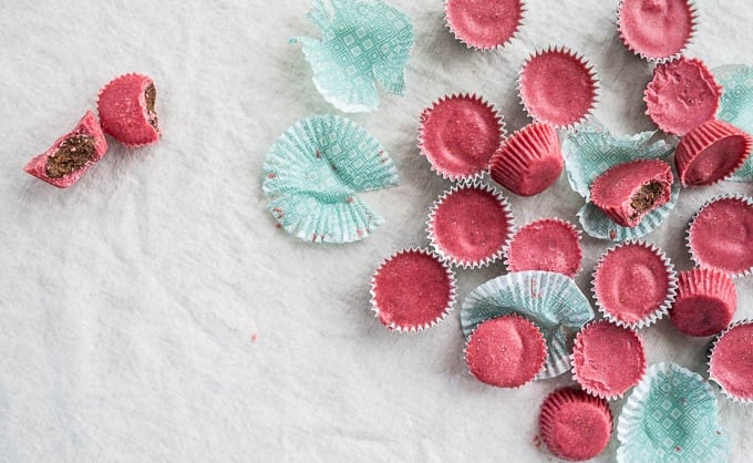 Strawberry Coconut Butter Cups with Chocolate-Almond Filling | saltedplains.com