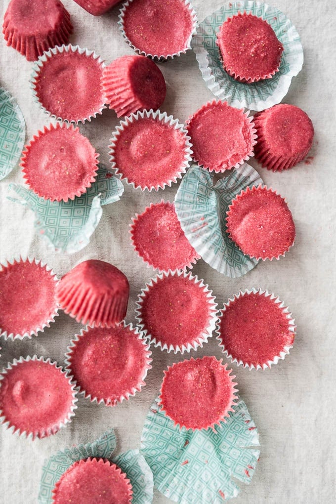 pink candies in wrappers