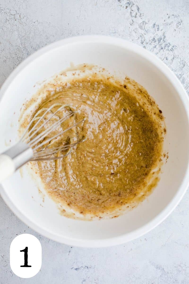 Maple syrup and tahini in a bowl. 