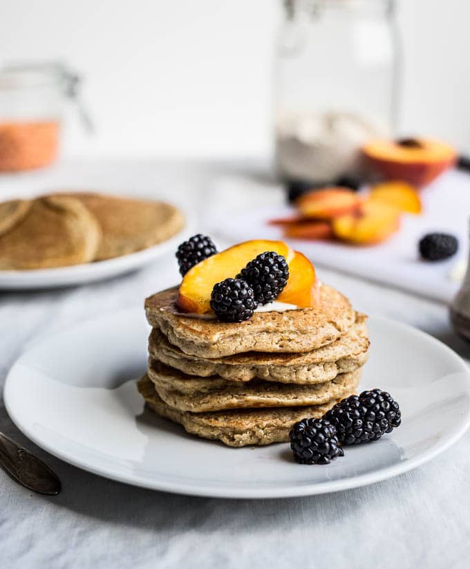 A stack of lentil pancakes.