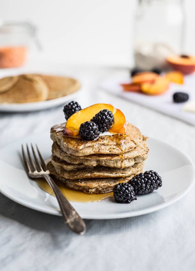 Red Lentil Pancakes that gluten-free, dairy-free, and a great source of protein and fiber! | saltedplains.com