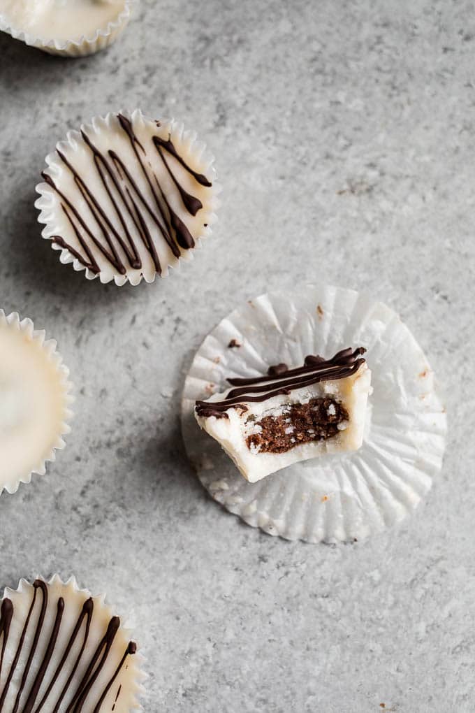 Coconut Butter Cups with Chocolate-Almond Filling recipe (gluten-free, vegan, refined sugar-free) | saltedplains.com