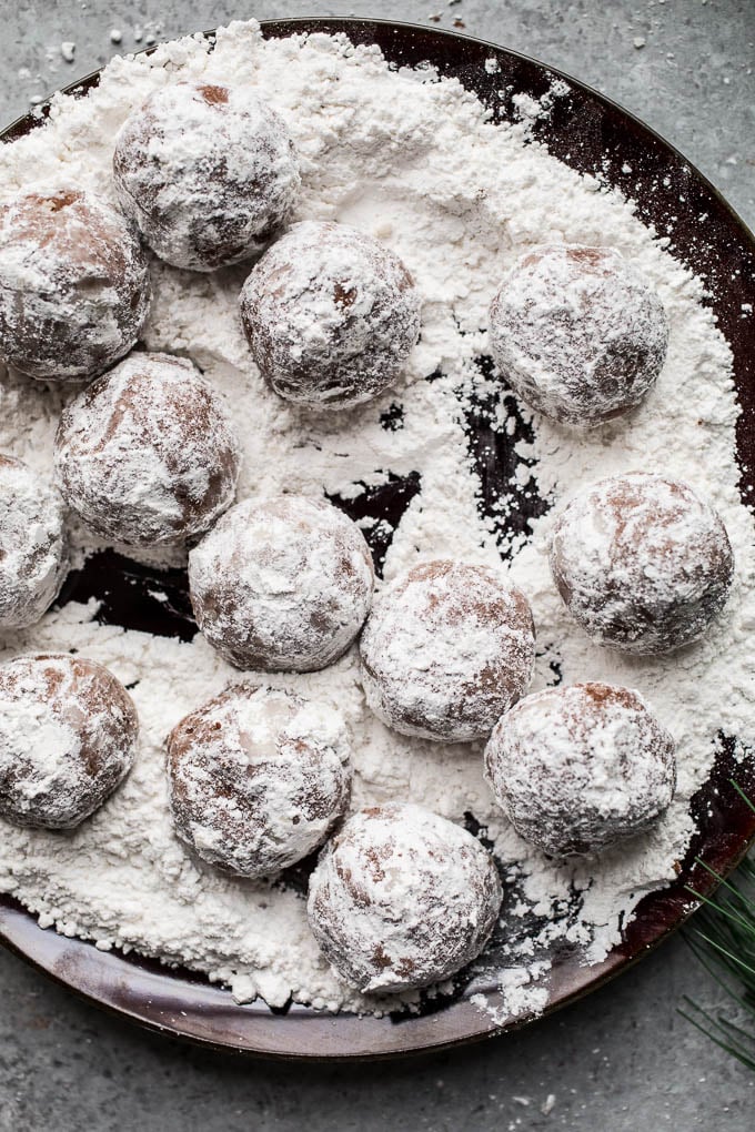 Peppermint Chocolate Snowball Cookies – Salted Plains