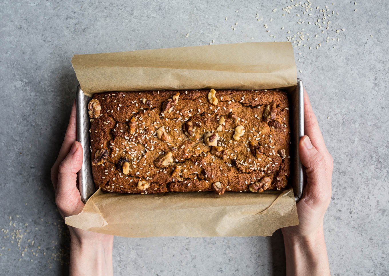 Gluten-Free Tahini Banana Bread (grain-free, dairy-free, refined sugar-free) | saltedplains.com