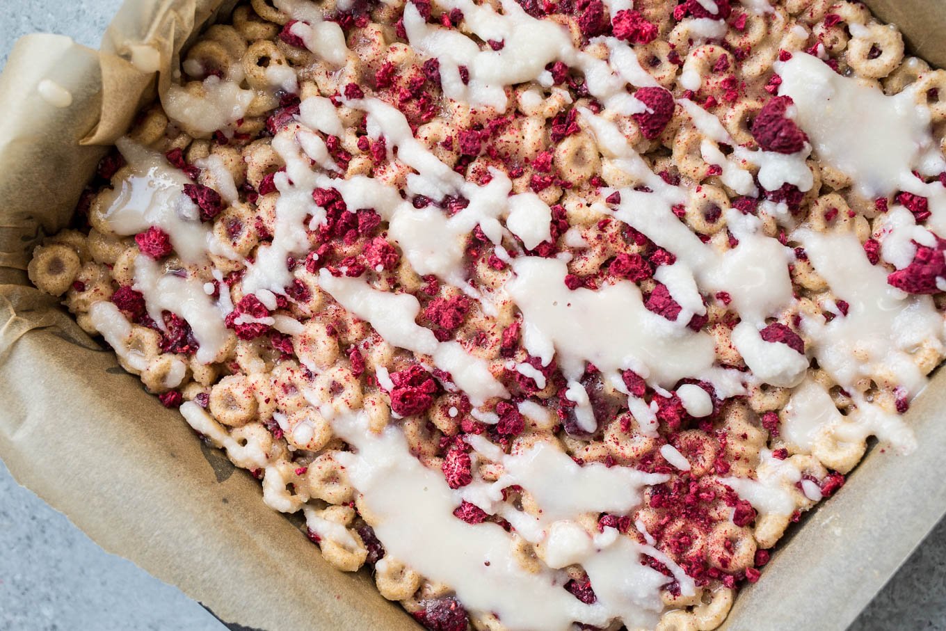 Raspberry Coconut Cereal Treats 