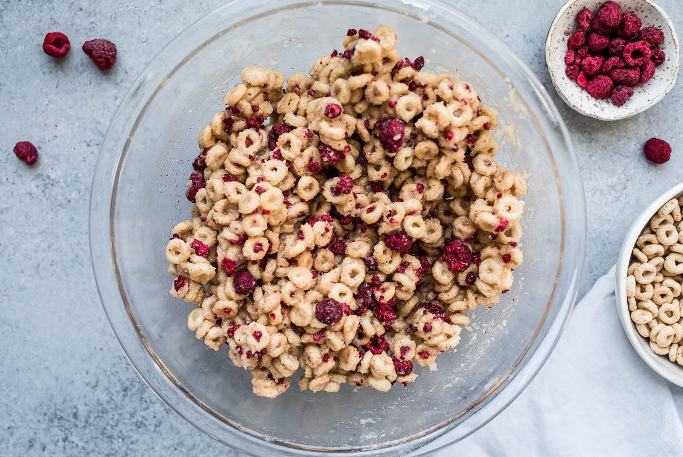 cereal and raspberries