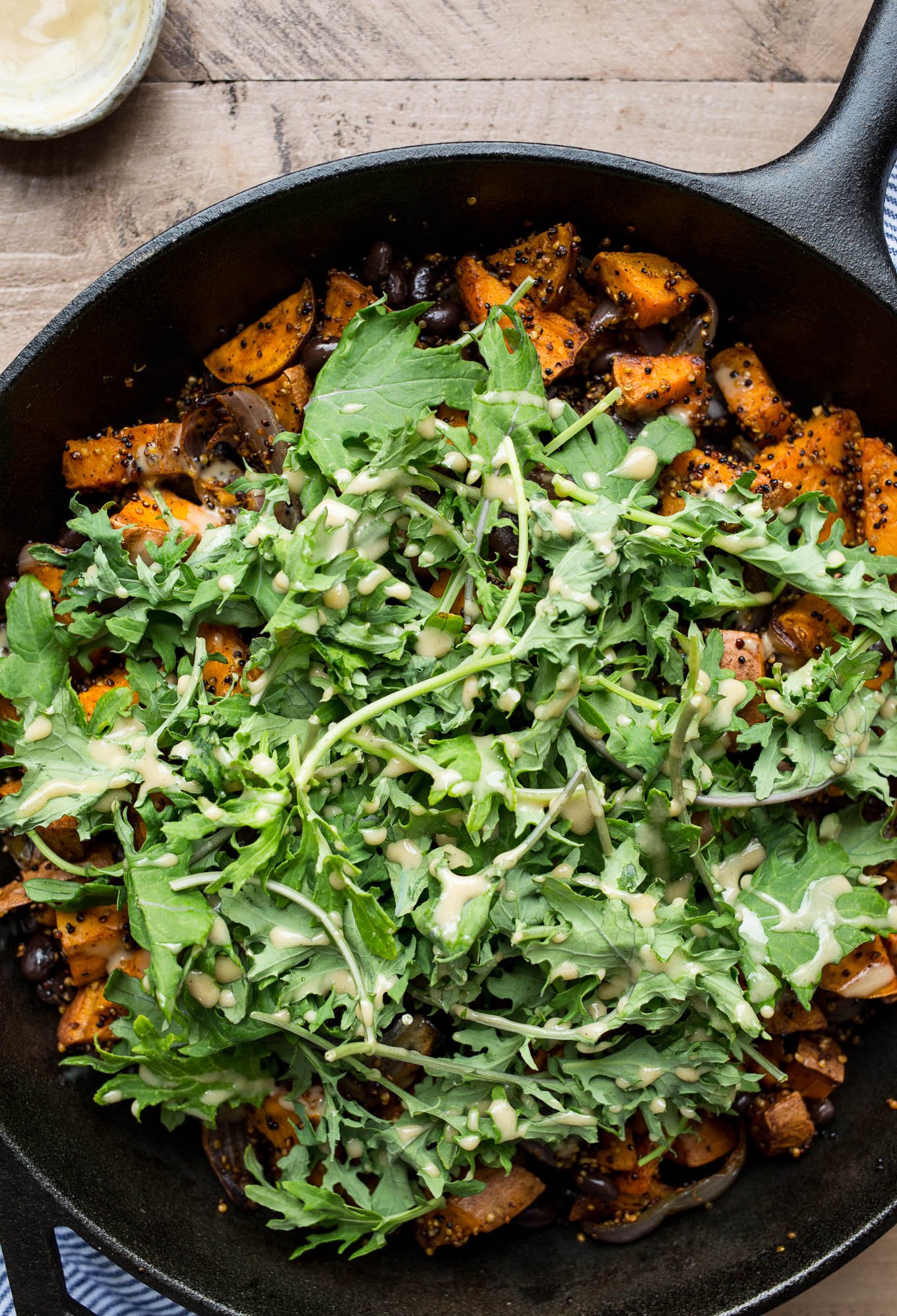 skillet with veggies and quinoa