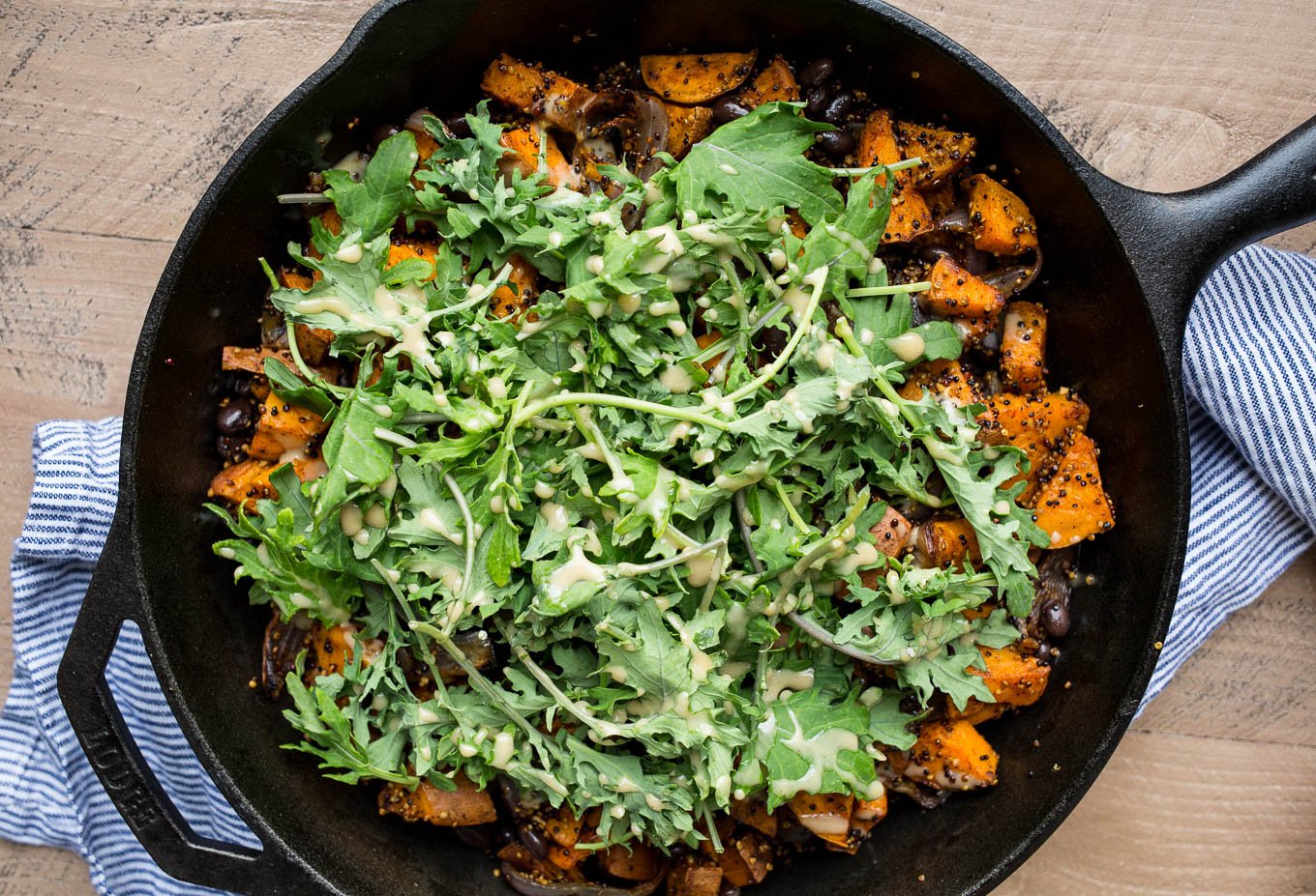 Roasted Sweet Potato, Black Bean, and Fried Quinoa Skillet | saltedplains.com