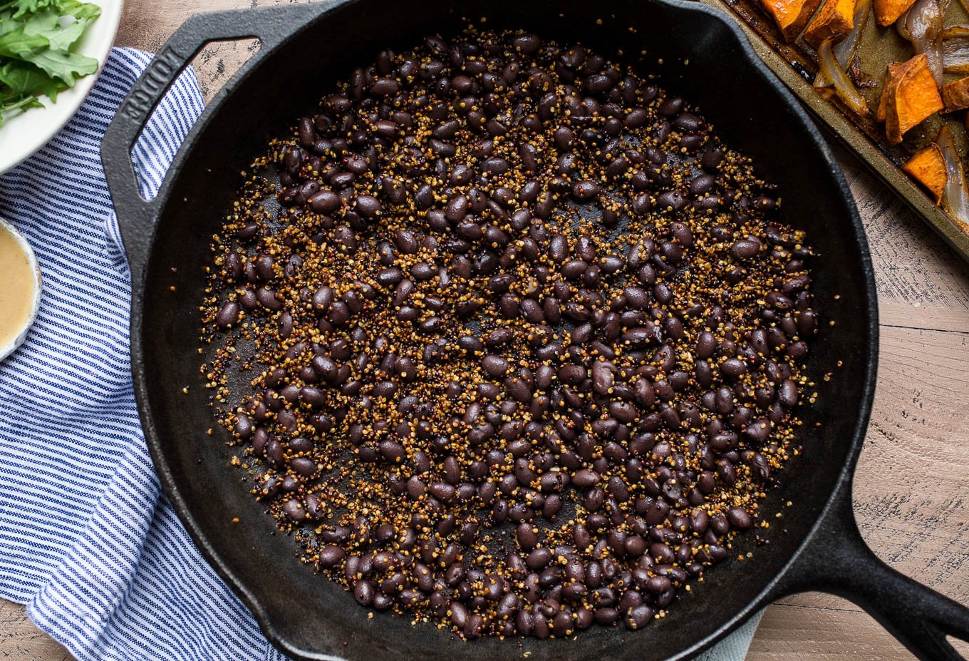 black beans in cast iron skillet