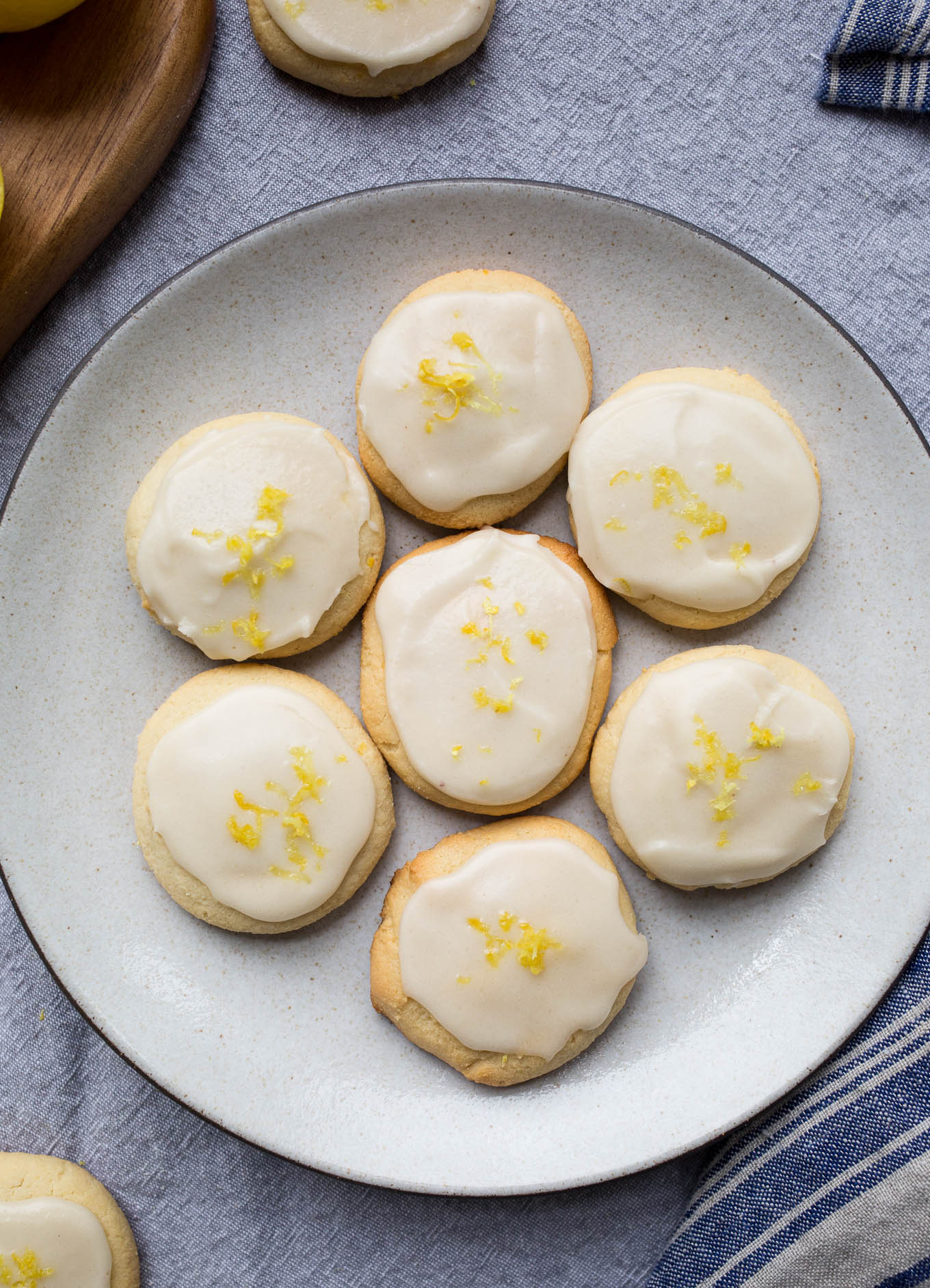lemon cookies with icing on plate
