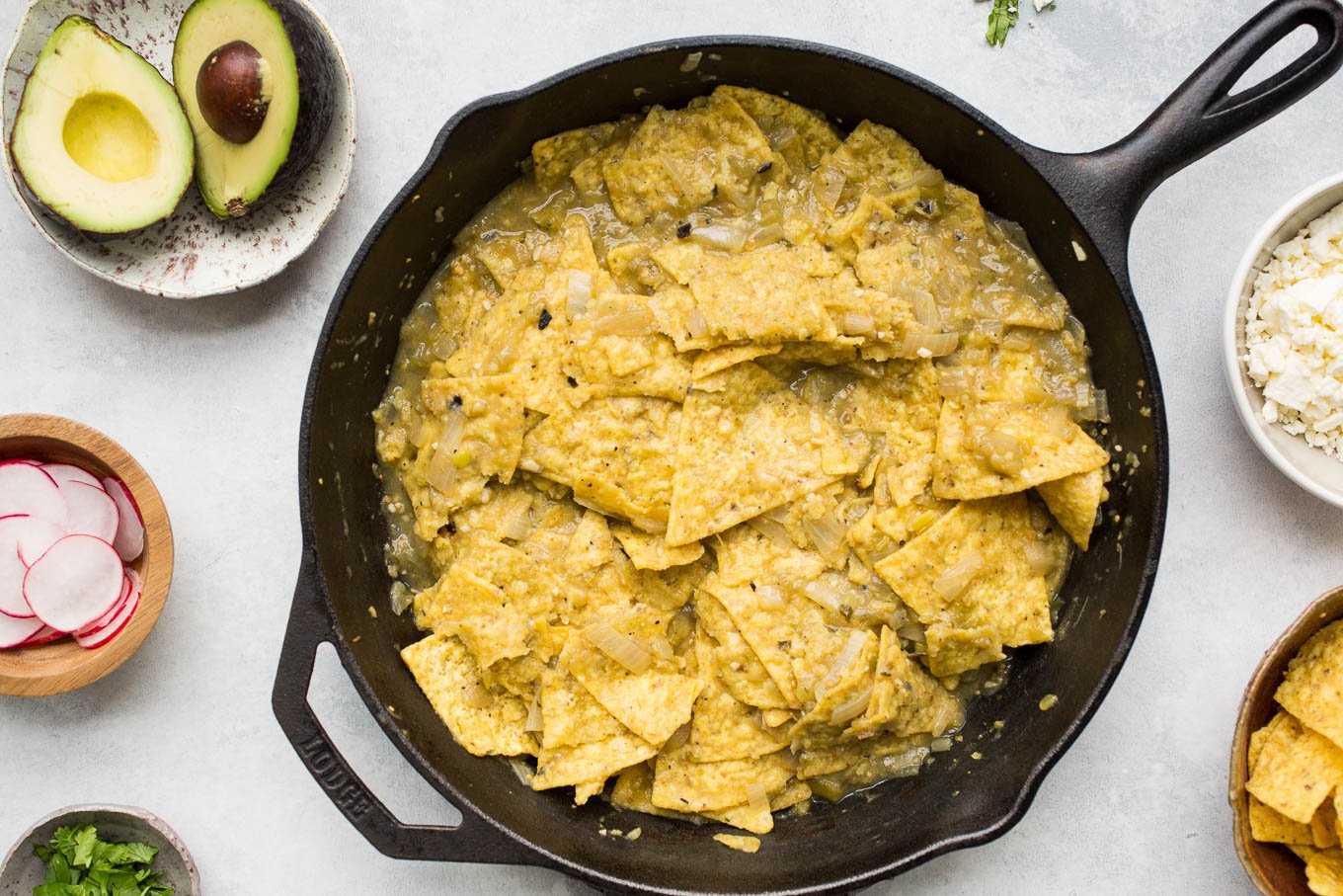 Chilaquiles Verdes with Fried Eggs (gluten-free) | saltedplains.com