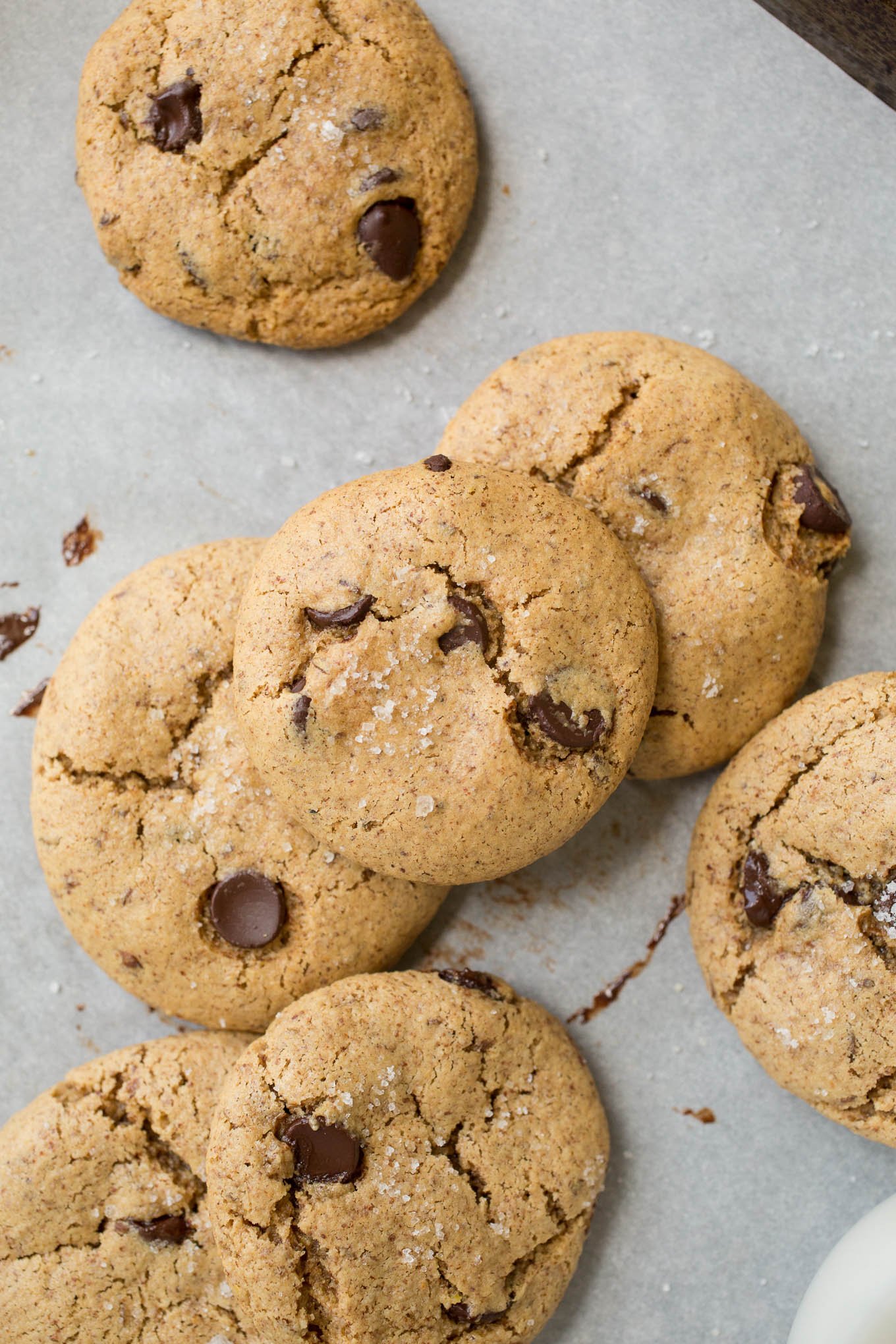 Baked cookies on a cookie sheet. 