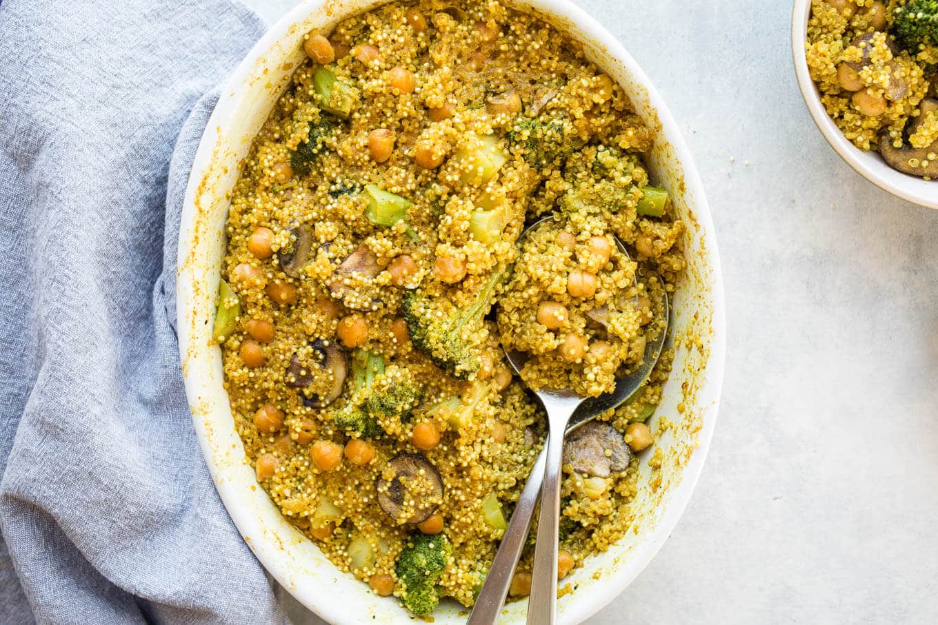 Curried Coconut Quinoa Bake makes for an easy, one-pot weeknight meal. Gluten-free, vegan.