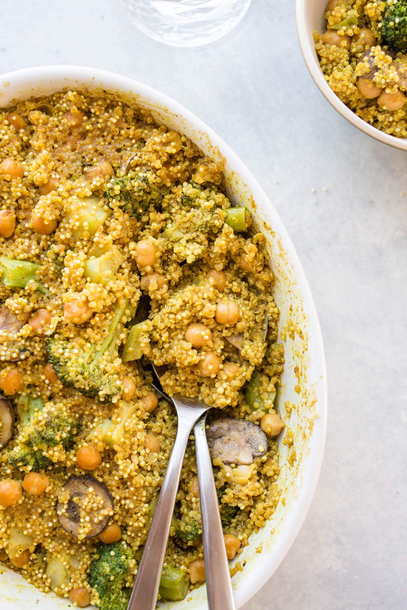 Curried Coconut Quinoa Bake makes for an easy, one-pot weeknight meal. Gluten-free, vegan. 