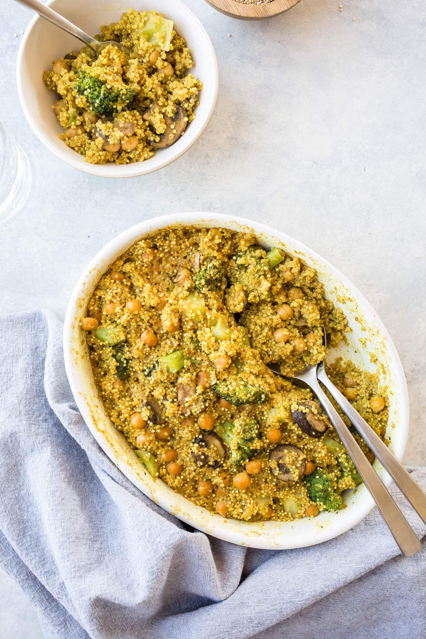 Curried Coconut Quinoa Bake makes for an easy, one-pot weeknight meal. Gluten-free, vegan. 