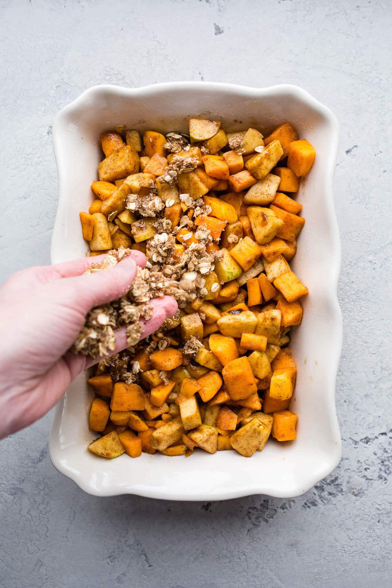 Apple Butternut Squash Crisp is an easy dessert that comes together in no time. Gluten-free, vegan, refined sugar-free.