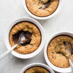 Chocolate Chip Cookie Dough Pots are a perfect single-serving dessert. Soft cookie outer layer with a warm gooey center. Gluten-free, dairy-free.
