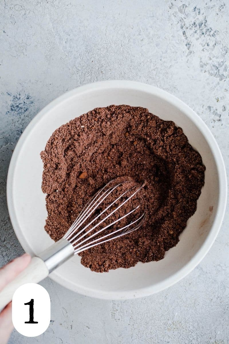 Cocoa powder in a mixing bowl. 
