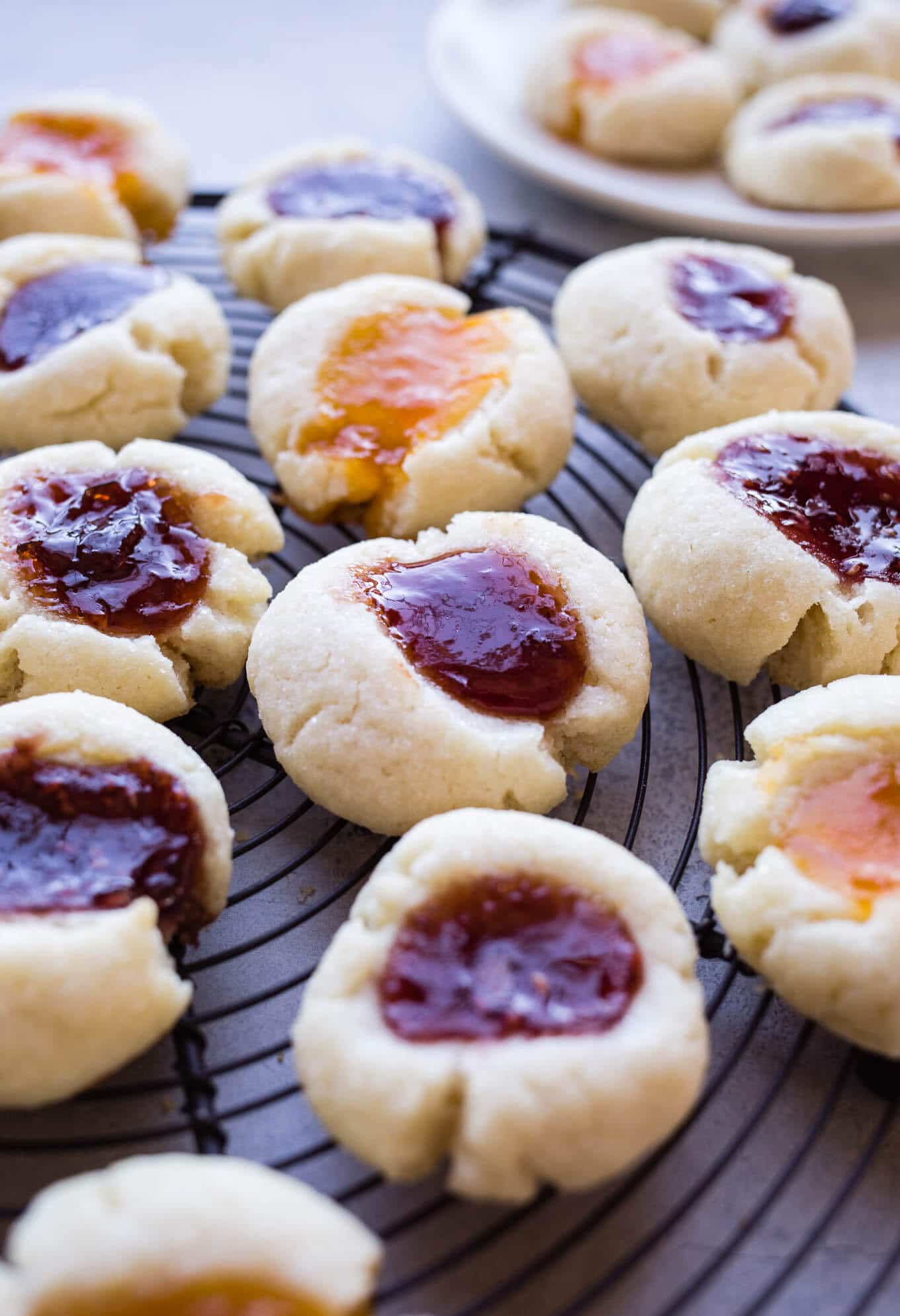 Almond Jam Thumbprints are an easy cookie filled with your favorite jam! Gluten-free. 