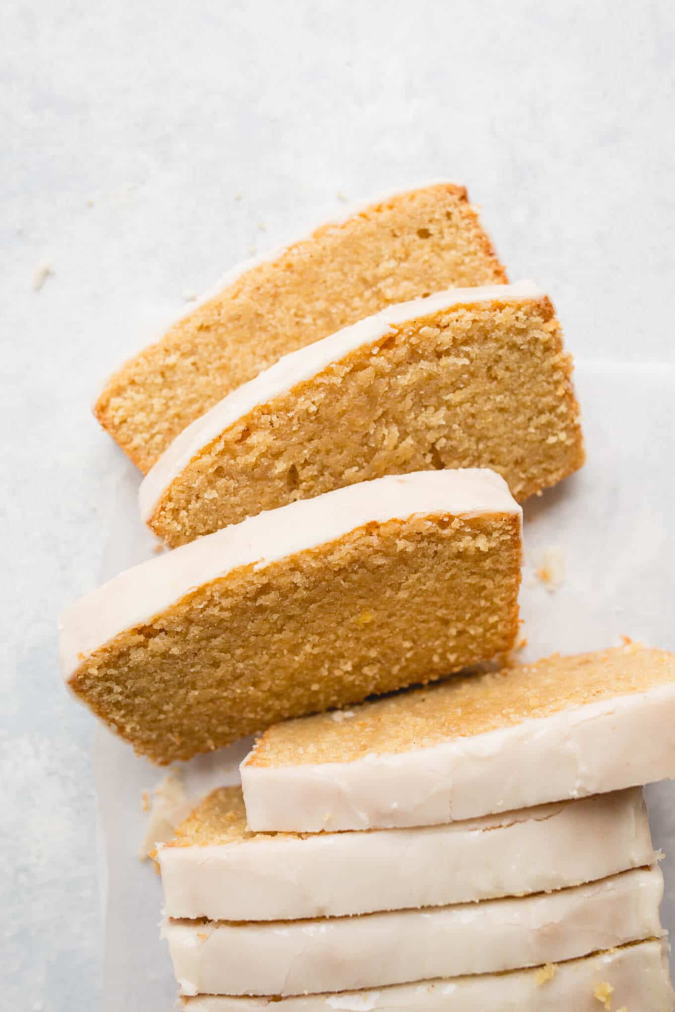 Slices of lemon pound cake.